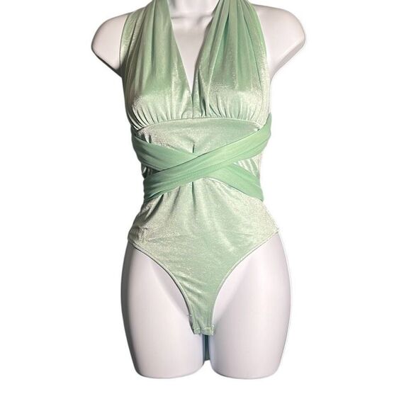 Free People Intimately Sky Mist Green / Mint Green 100 Ways Wrap Bodysuit - Size - Picture 8 of 16